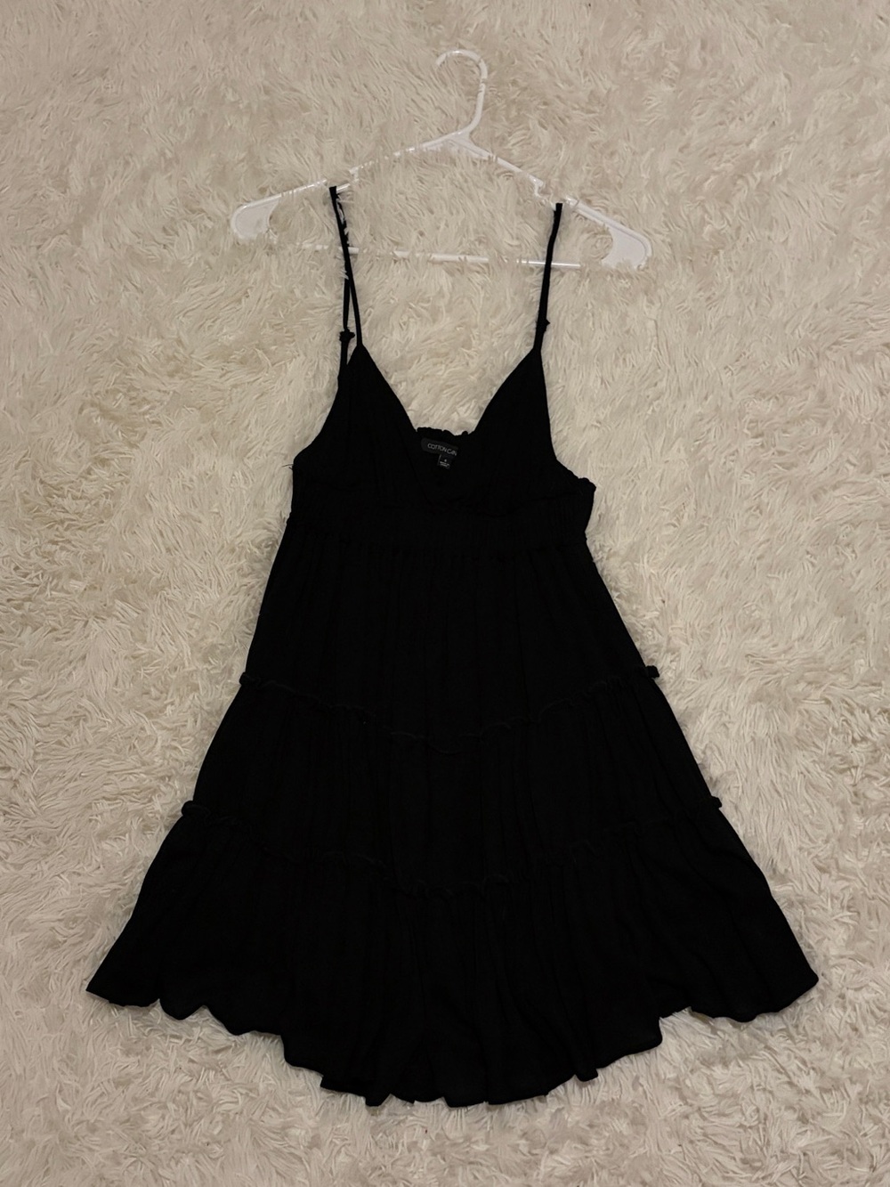 Black Tiered Spaghetti-Strap Dress